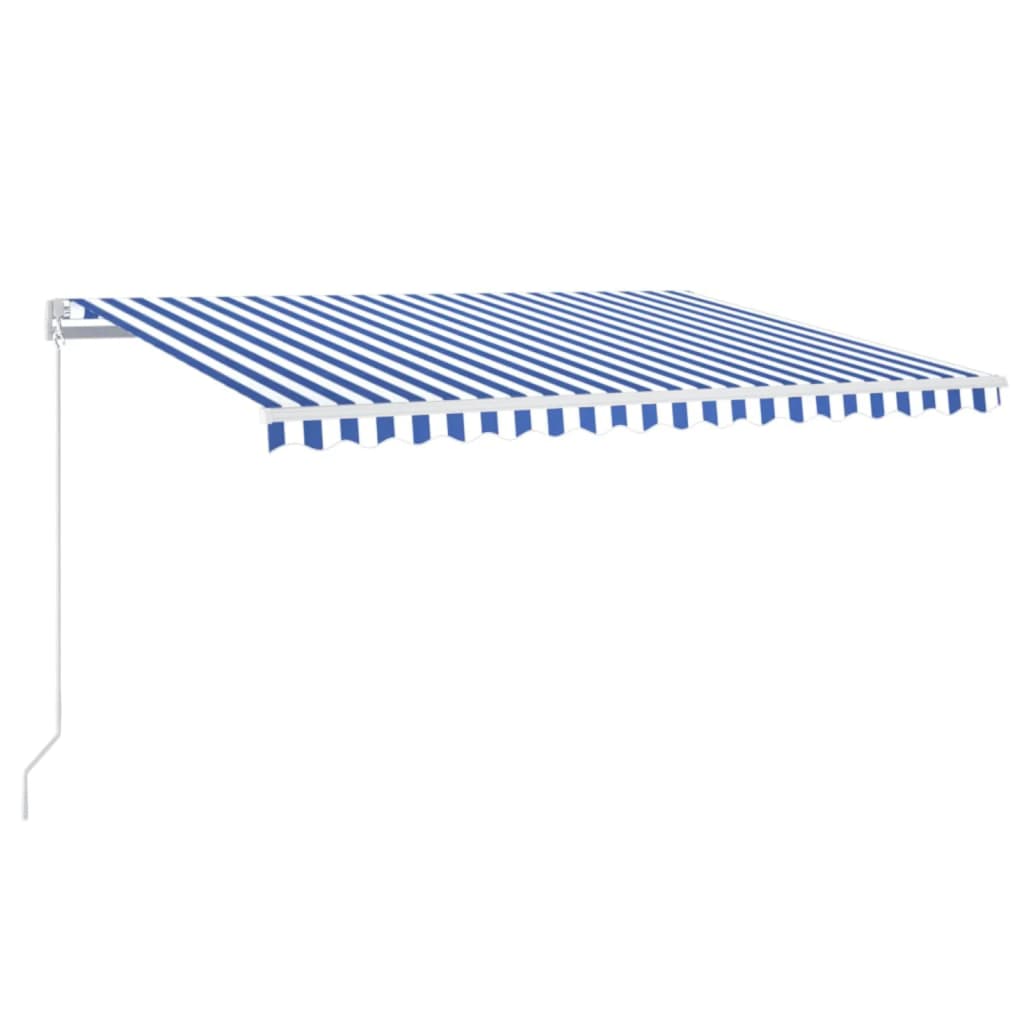 Vidaxl luifel manuell ausziehbar mit LED 450x350 cm blau und weiß
