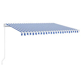 Vidaxl luifel manuell ausziehbar mit LED 450x350 cm blau und weiß