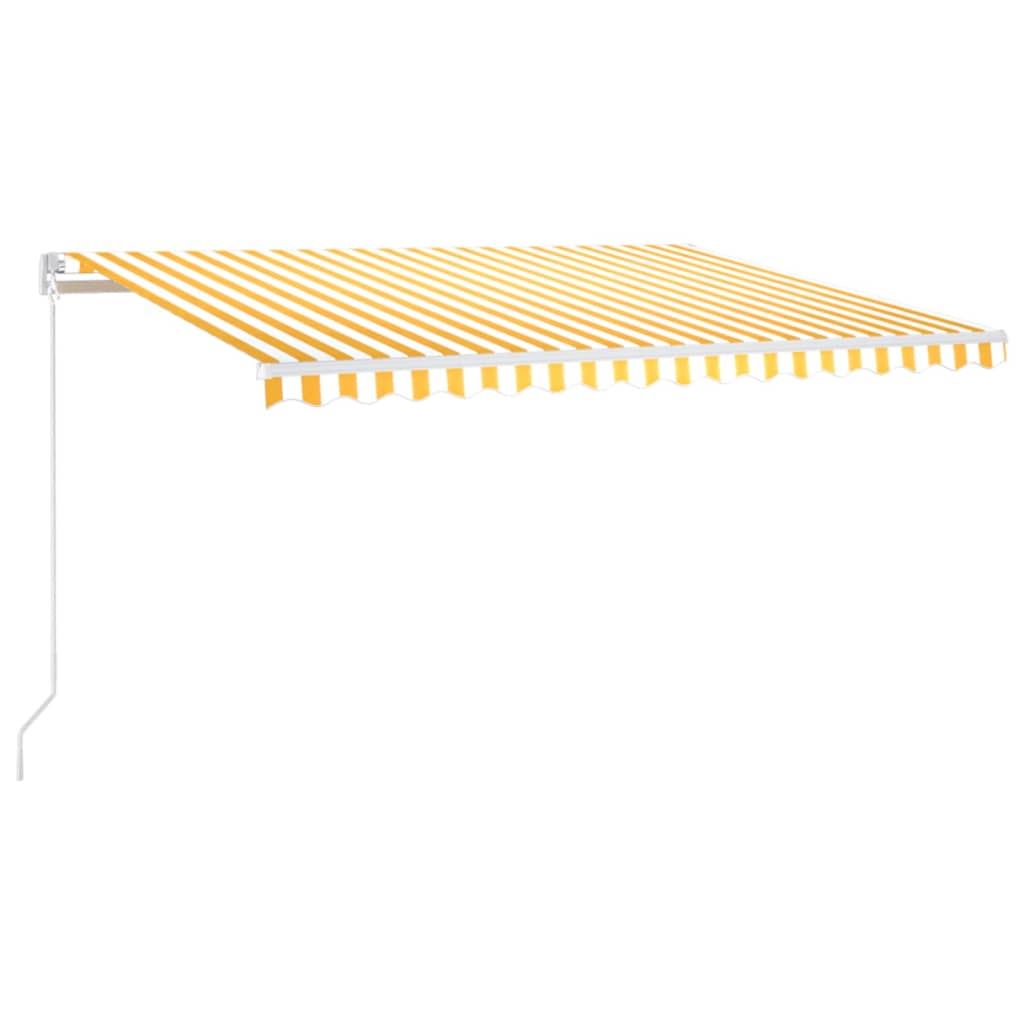 Vidaxl Luifel manuell ausziehbar mit LED 450x350 cm gelb und weiß