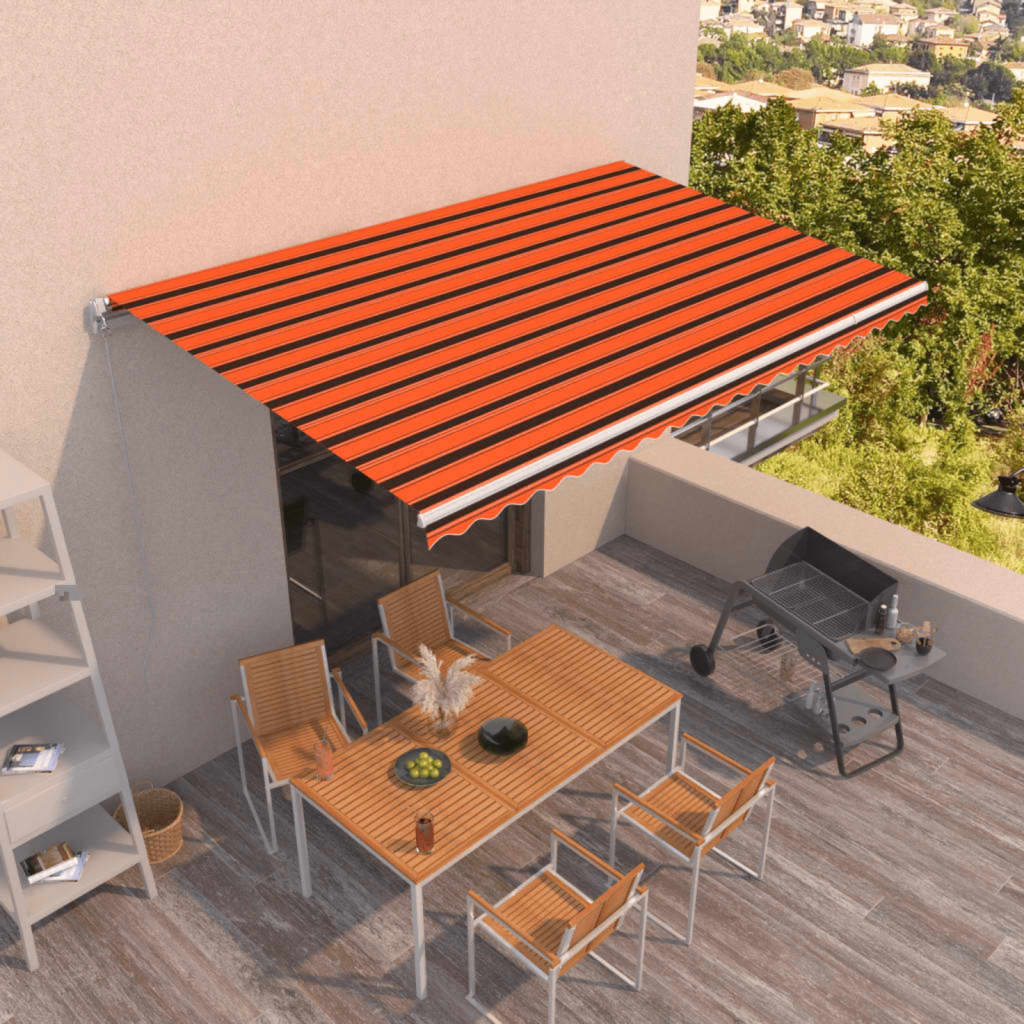 Vidaxl Luifel erstreckt sich manuell 500x350 cm orange und braun