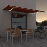 Vidaxl Luifel manuell ausziehbar mit LED 500x350 cm Orange und Braun