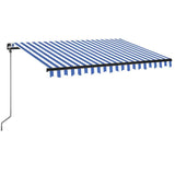 Vidaxl Luifel manuell ausziehbar mit LED 350x250 cm blau und weiß