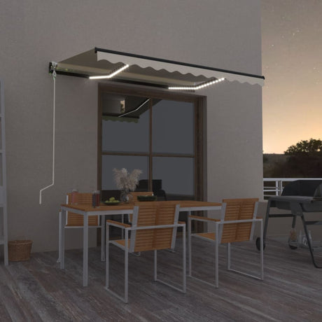 Vidaxl Luifel Automatik mit LED- und Windsensor 350x250 cm Creme Farbe