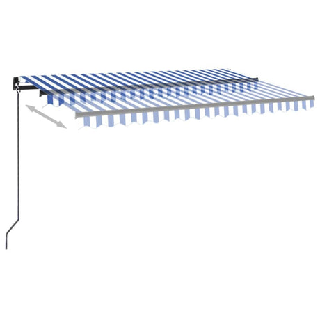 Vidaxx Markise manuell ausziehbar mit LED 400x300 cm blau und weiß