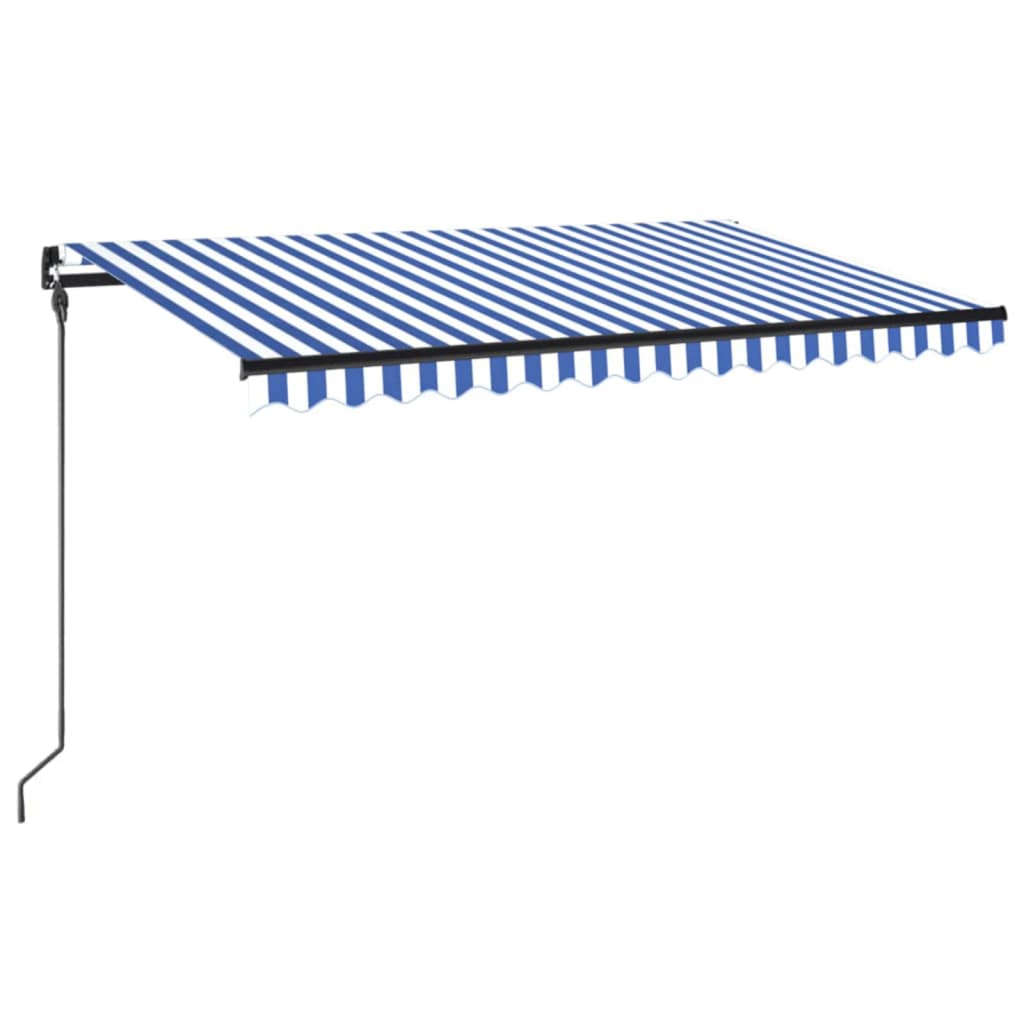Vidaxl luifel manuell ausziehbar mit LED 450 x 300 cm blau und weiß