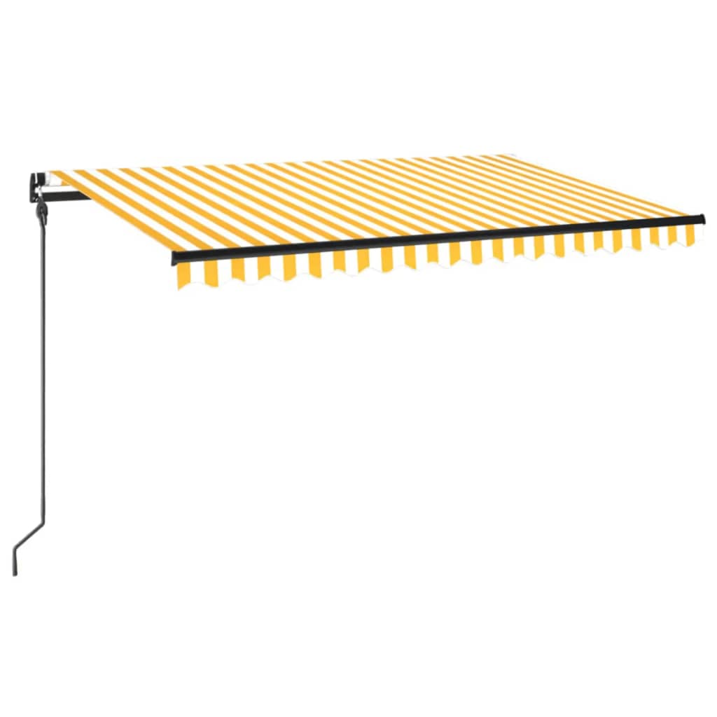 Vidaxl Luifel manuell ausziehbar mit LED 450x300 cm gelb und weiß