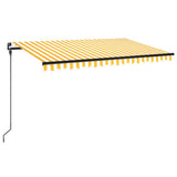 Vidaxl Luifel manuell ausziehbar mit LED 450x300 cm gelb und weiß