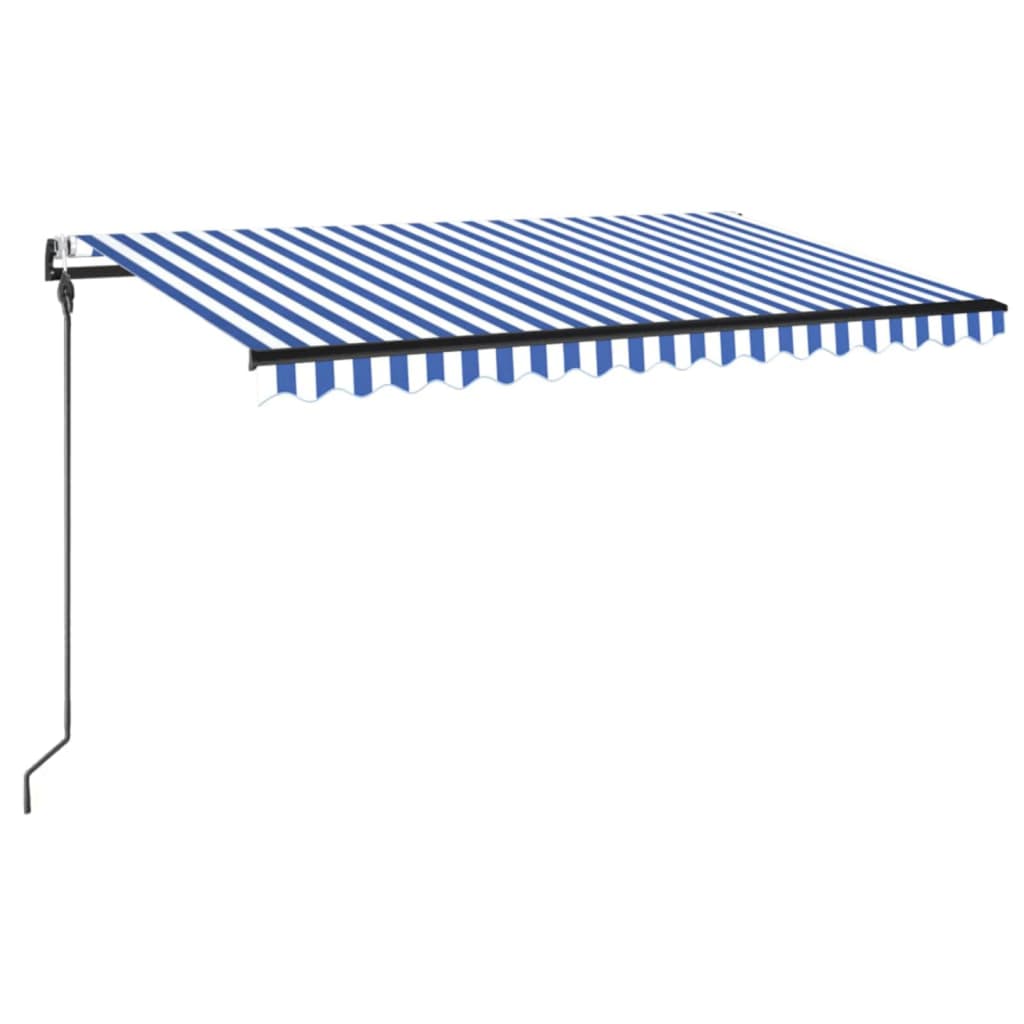 Vidaxl Luifel Automatik mit LED- und Windsensor 450x300 cm blau weiß