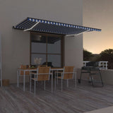 Vidaxl luifel manuell ausziehbar mit LED 500x300 cm blau und weiß