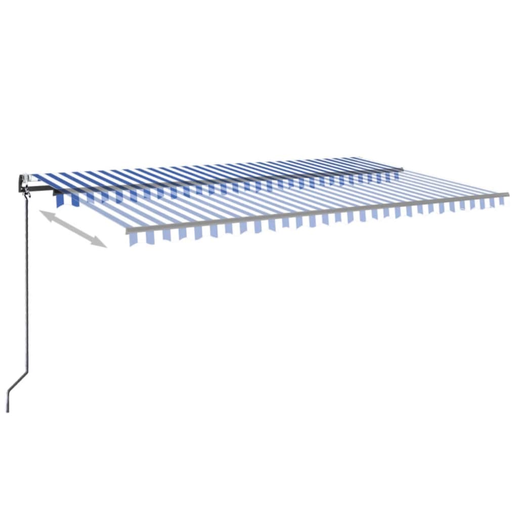 Vidaxl Luifel Automatik mit LED- und Windsensor 500x300 cm blau weiß