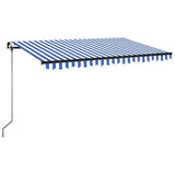 Vidaxl luifel manuell ausziehbar mit LED 400x350 cm blau und weiß