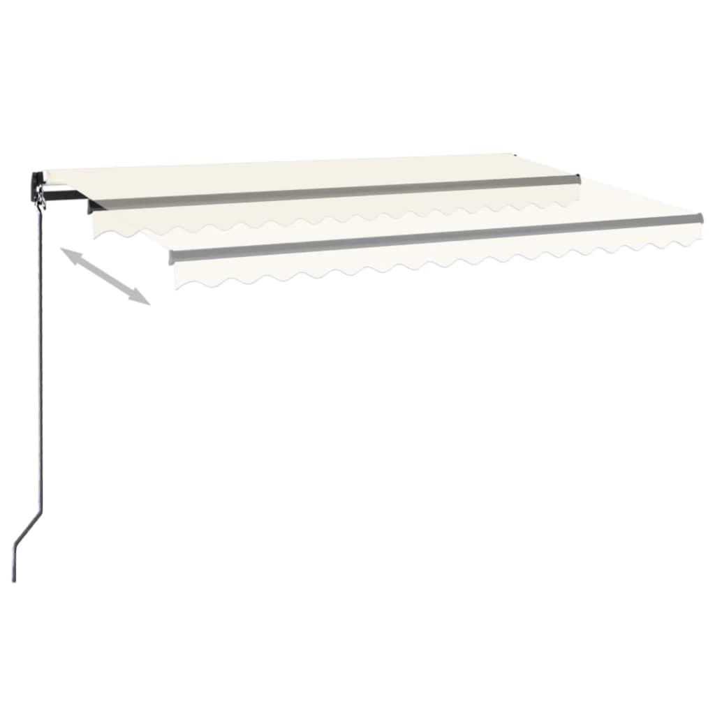 Vidaxl Luifel mit LED 450x350 cm cremefarbener Colored manuell ausziehbar