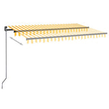 Vidaxl Luifel manuell ausziehbar mit LED 450x350 cm gelb und weiß