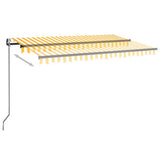 Vidaxl Luifel Automatik mit LED- und Windsensor 450x350 cm Gelb weiß