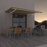Vidaxl luifel manuell ausziehbar mit LED 500x350 cm gelb und weiß
