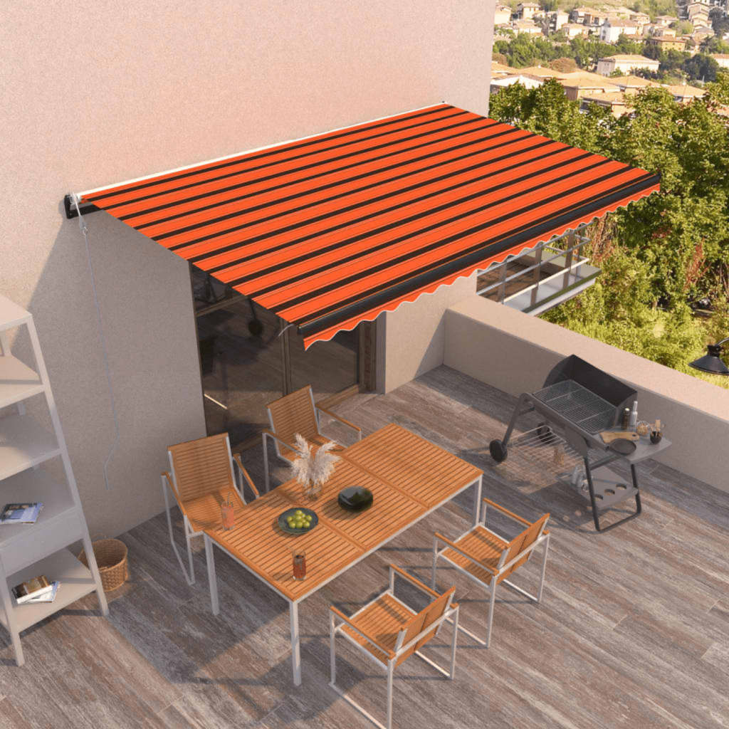 Vidaxl Luifel erstreckt sich automatisch 500x350 cm orange und braun