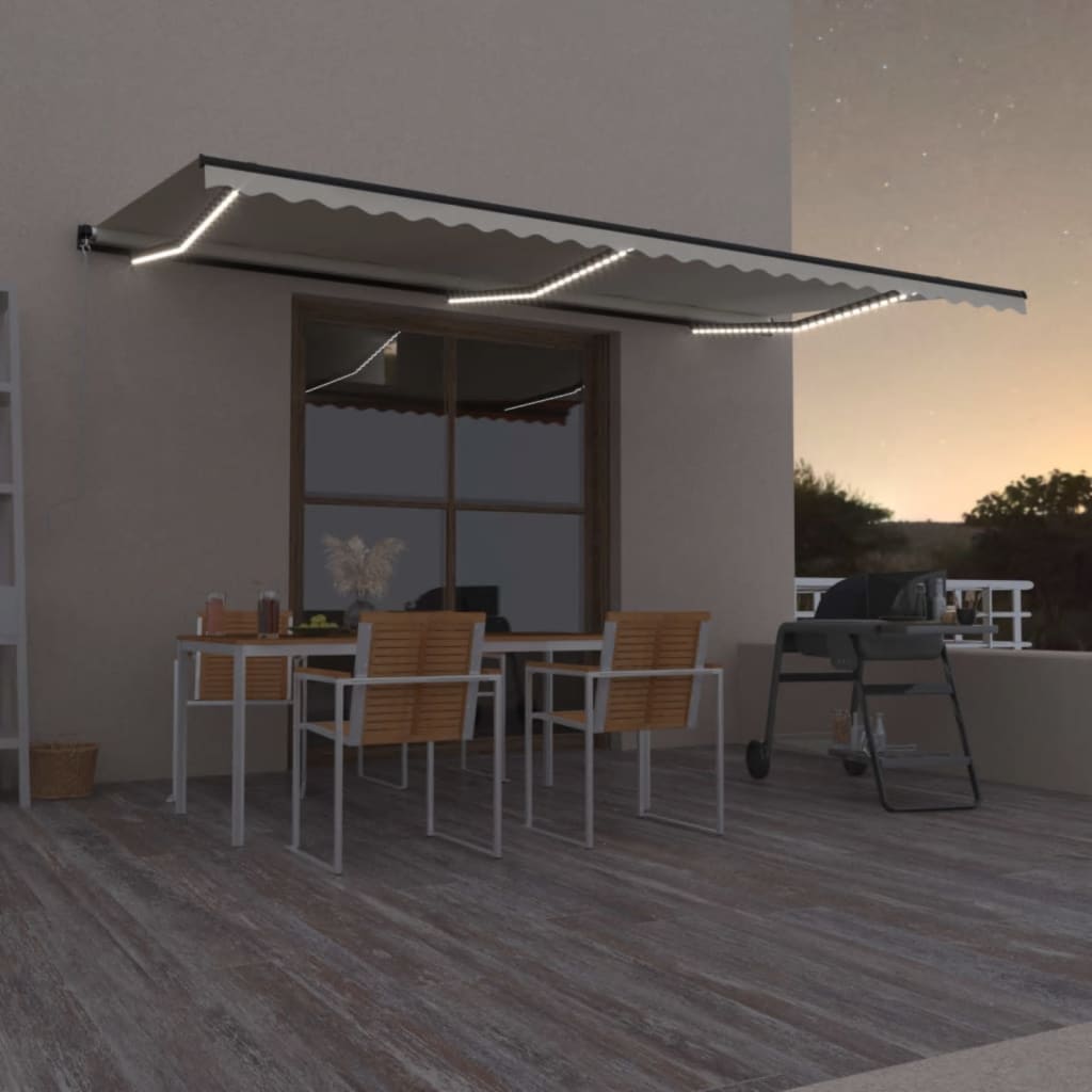 Vidaxl Luifel mit LED 600x350 cm cremefarbener geleitet