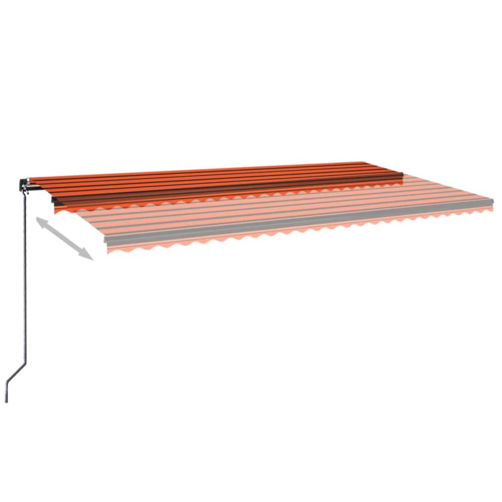 Vidaxl Luifel manuell ausziehbar mit LED 600x350 cm Orange und Braun