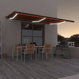 Vidaxl Luifel manuell ausziehbar mit LED 600x350 cm Orange und Braun