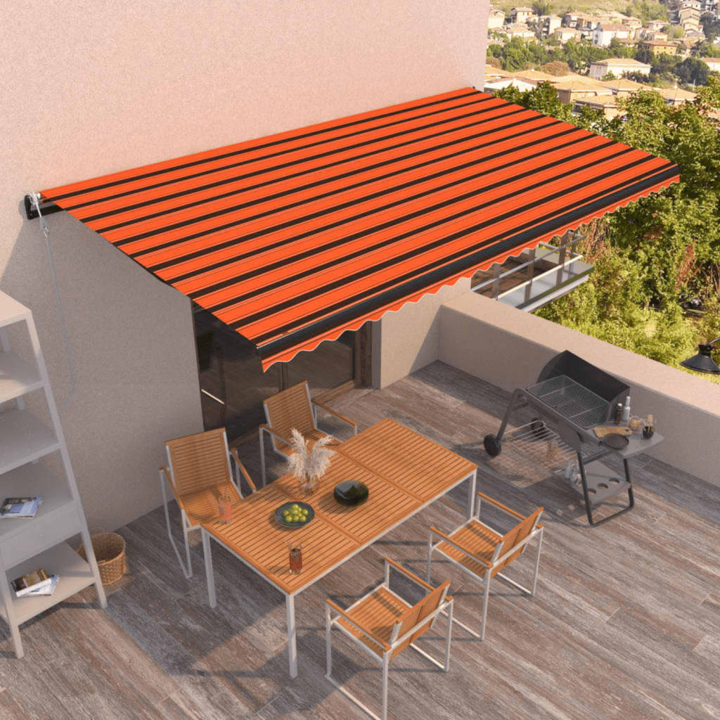 Vidaxl Luifel Automatik mit LED -Windsensor 600x350 cm Orange Braun