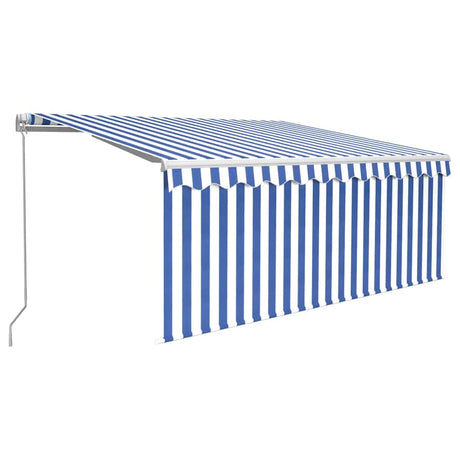 Vidaxx Markise manuell ausziehbar mit Rollo 3x2,5 m blau weiß