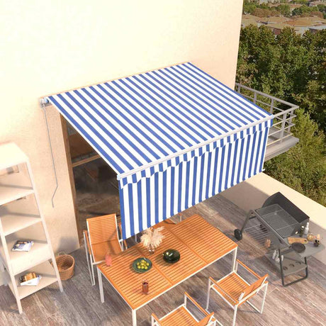 Vidaxx Markise manuell ausziehbar mit Rollo 3x2,5 m blau weiß