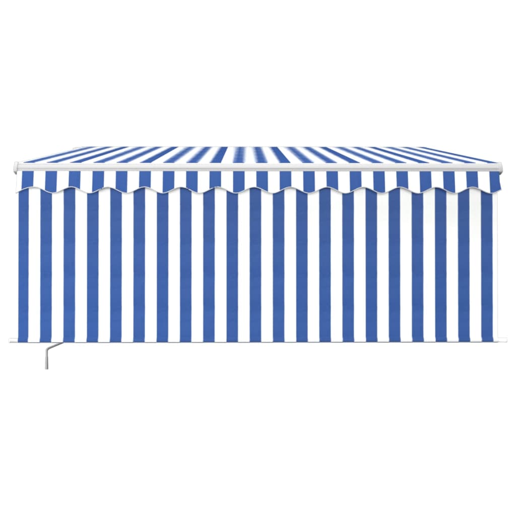 Vidaxl luifel manuell ausziehbare Roller Blind LED 3x2,5 m blau weiß