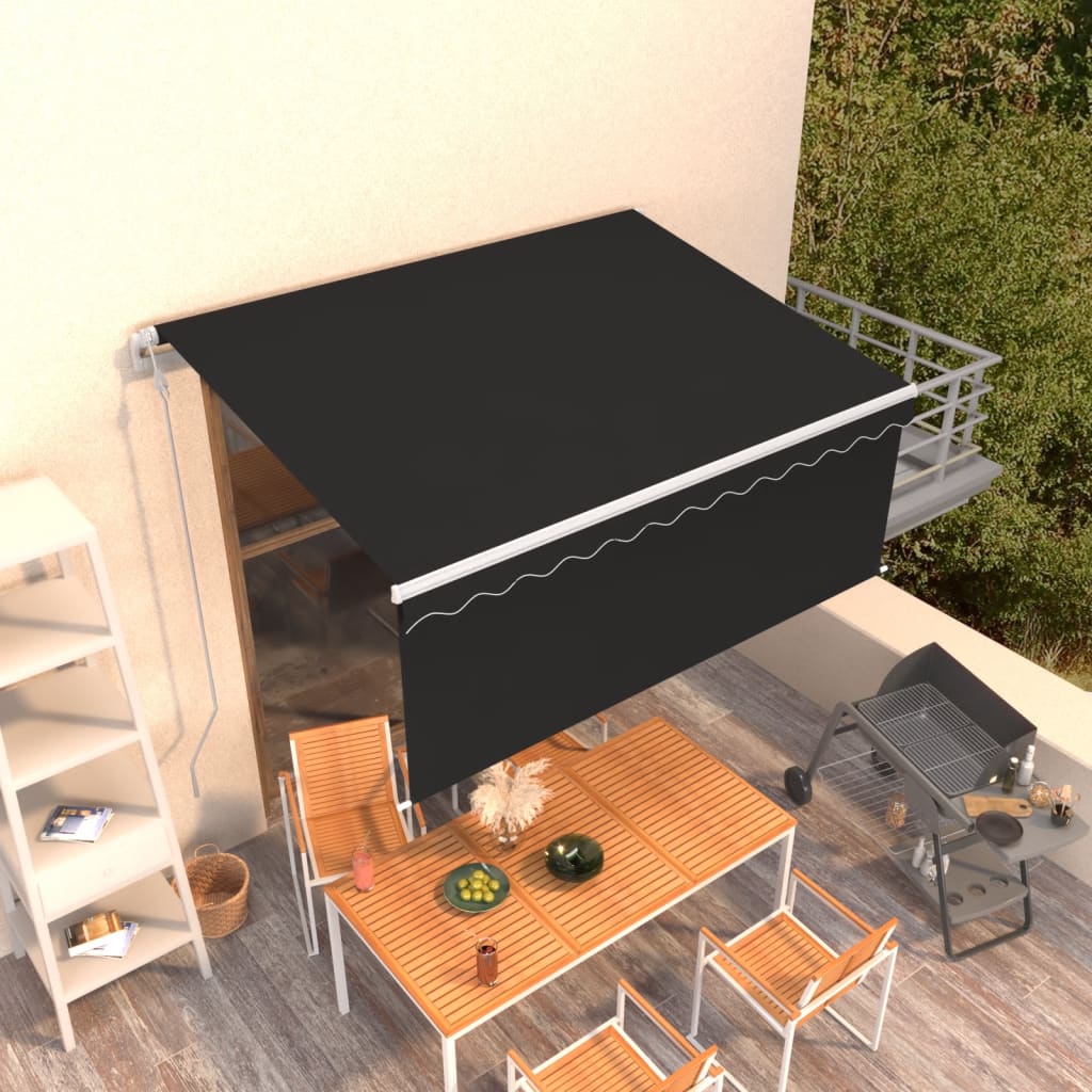 Vidaxl luifel automatisch uittrekbaar met rolgordijn 3x2,5 m antraciet