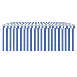 Vidaxl luifel manuell ausziehbare Roller Blind LED 3,5x2,5 m blau weiß