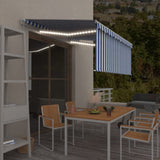 Vidaxl luifel manuell ausziehbare Roller Blind LED 3,5x2,5 m blau weiß