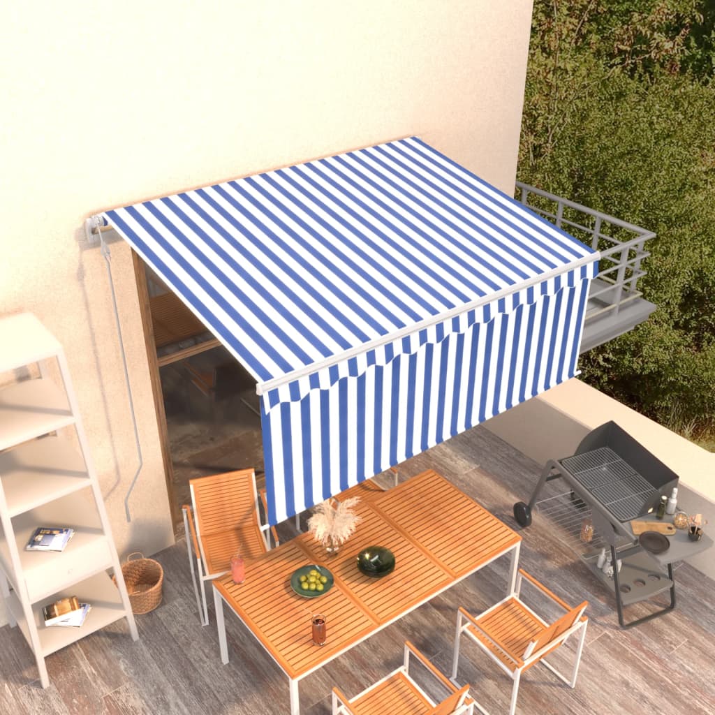 Vidaxl Luifel Automatisch erweiterbarer Roller Blind 3.5x2,5 m blau weiß