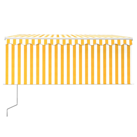 Vidaxx Markise mit Rollo, LED und Windsensor 3,5x2,5 m Gelb und Weiß
