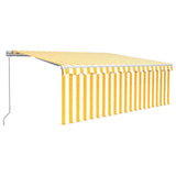 Vidaxl luifel manuell ausziehbar mit Rollerblind 4x3 m gelb und weiß