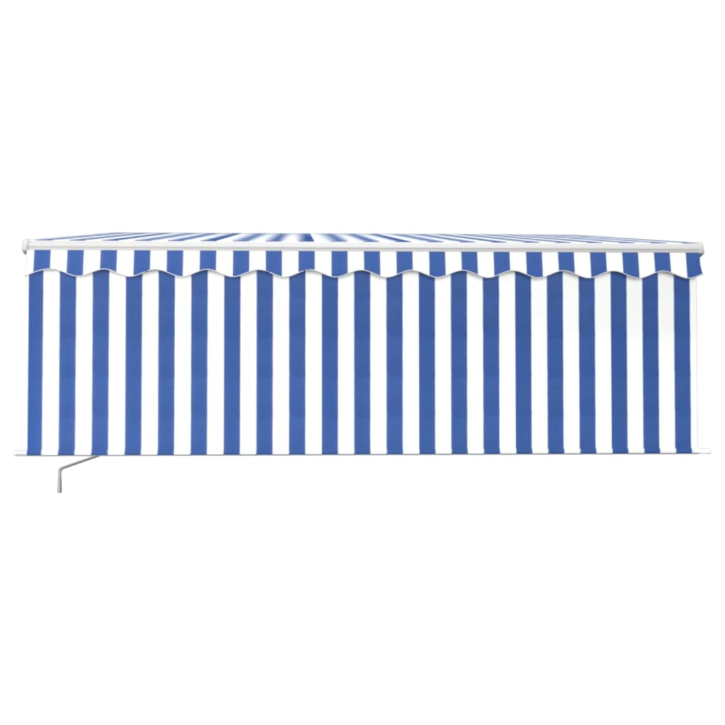 Vidaxl luifel manuell ausziehbar mit Rollerblind -LED 4x3 m blau weiß