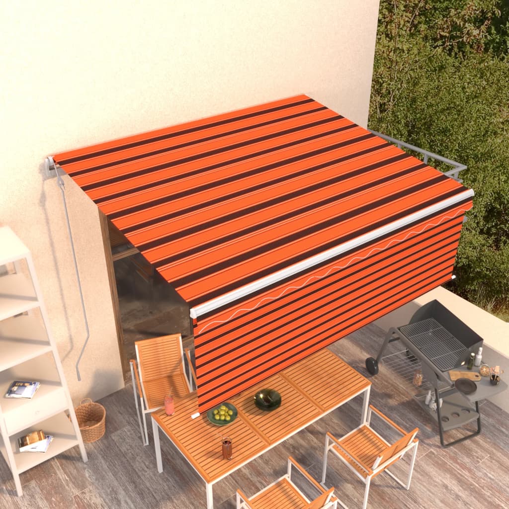VidaXL Markise automatisch ausziehbares Rollo 4x3 m Orange Braun