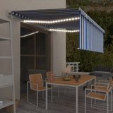 Vidaxl Luifel Automatische Walzenblind -LED -Windsensor 4x3 m blau und weiß