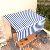 Vidaxl luifel manuell ausziehbar mit Roller Blind 4,5x3 m blau weiß
