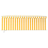 Vidaxl luifel manuell ausziehbar Roller Blind und LED 4,5 x 3 m gelb weiß