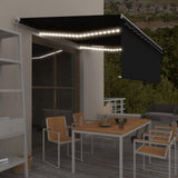 Vidaxl luifel manuell ausziehbarer Roller Blind LED 4,5 x 3 m Anthrazit