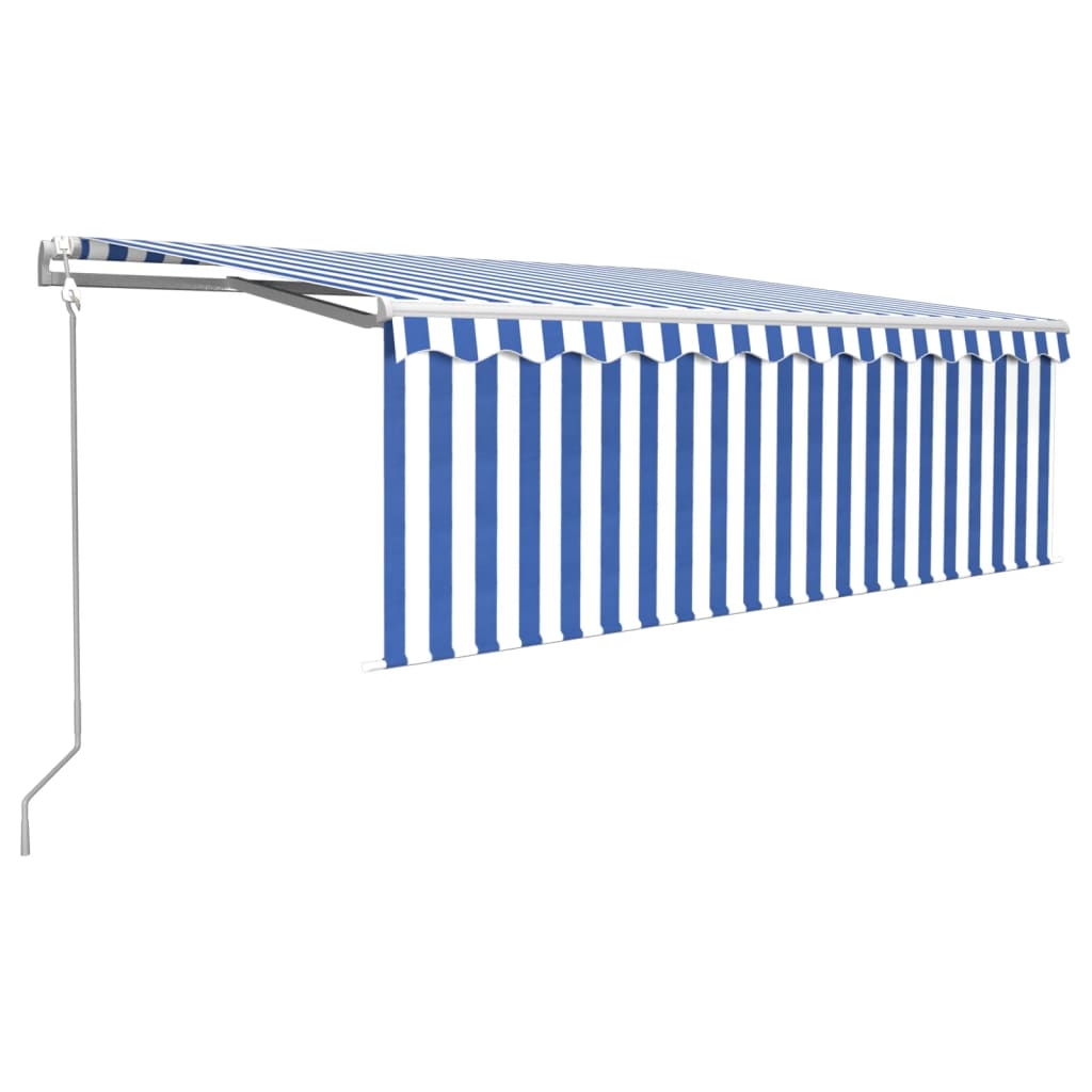 Vidaxl Laifel mit Rollenblind-, LED- und Windsensor 4,5x3 m blau und weiß
