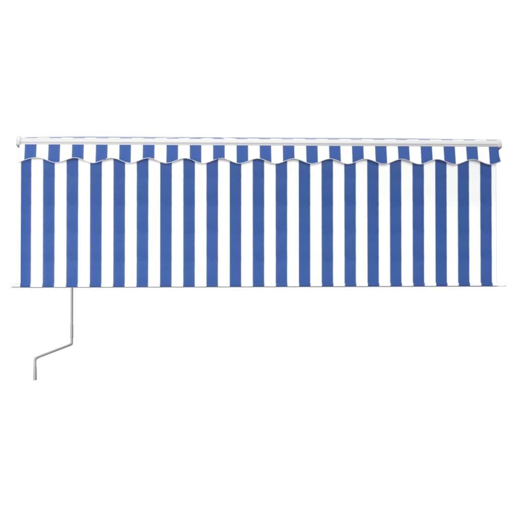 Vidaxl Laifel mit Rollenblind-, LED- und Windsensor 4,5x3 m blau und weiß