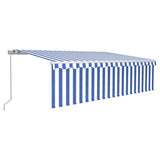 Vidaxl luifel manuell ausziehbar mit Rollerblind -LED 5x3 m blau weiß