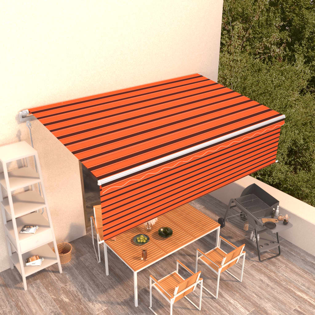 VIDAXL LUIFEL Automatisch erweiterbarer Roller Blind 5x3 m orange und braun