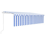 Vidaxl Luifel Automatische Walzenblind -LED -Windsensor 5x3 m blau und weiß