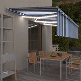 Vidaxl luifel manuell ausziehbar mit Rollerblind -LED 6x3 m blau weiß