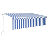 Vidaxl Luifel Automatische Walzenblind -LED -Windsensor 6x3 cm blau weiß
