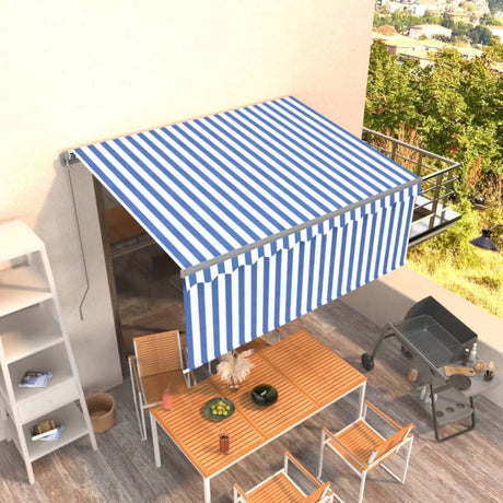 Vidaxl luifel manuell ausziehbar mit Roller Blind 3x2,5 m blau weiß