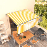 Vidaxl Luifel mit Roller Blind 3x2,5 m Gelb Weiß automatisch erweiterbar