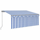 Vidaxl luifel manuell ausziehbar mit Roller Blind 3,5x2,5 m blau weiß