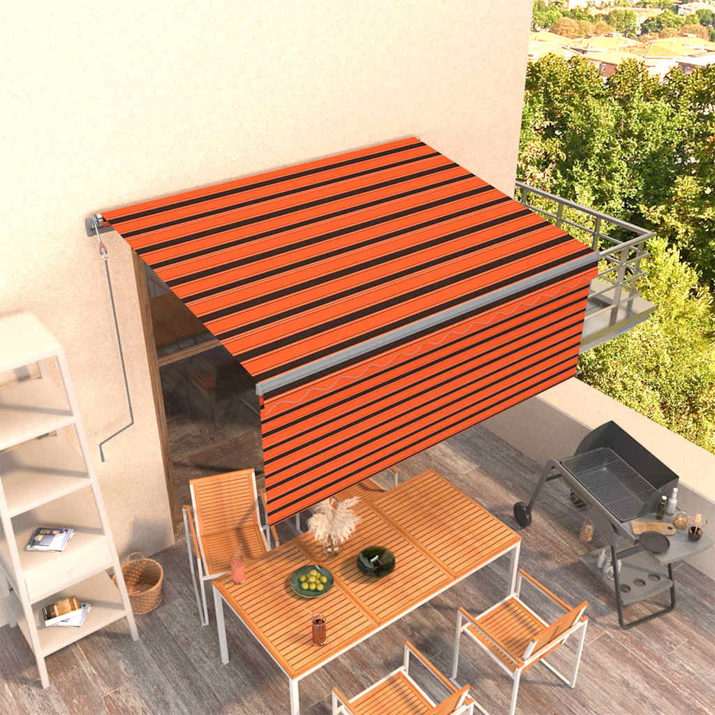 Vidaxl luifel automatisch uittrekbaar rolgordijn 3,5x2,5m oranje bruin